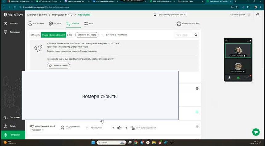 Виртуальная АТС: общие номера компании