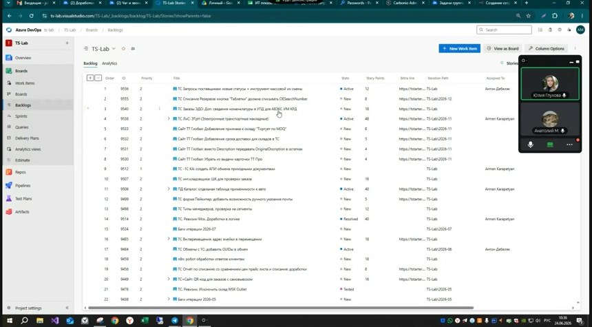 Azure backlog и итерация